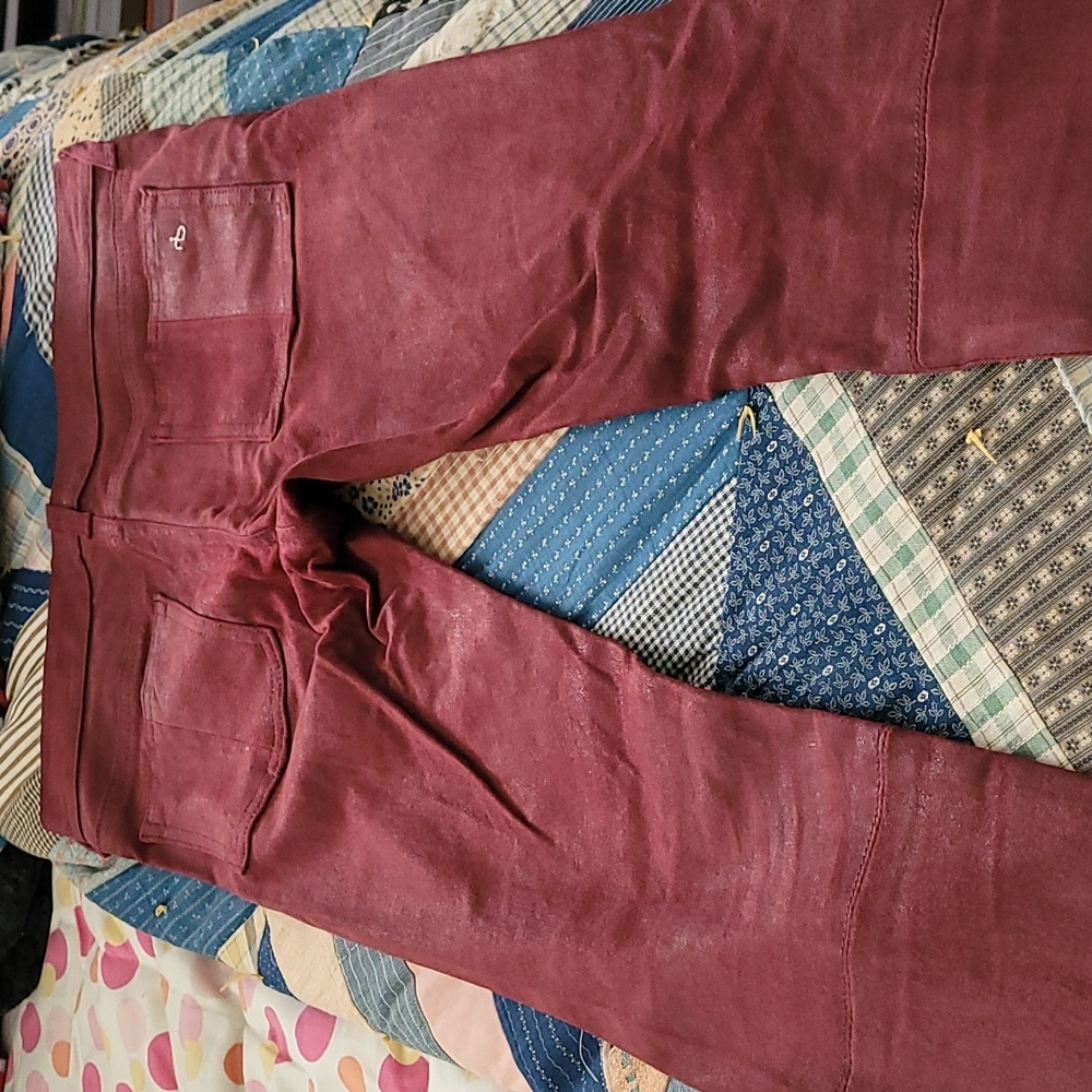 Rag & Bone 100% Lamb Leather Red Jeans - Picture 5 of 10